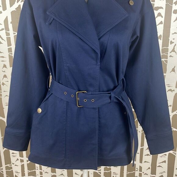 Navy Blue Riviera Short Trench Coat NEW XS - Picture 7 of 11
